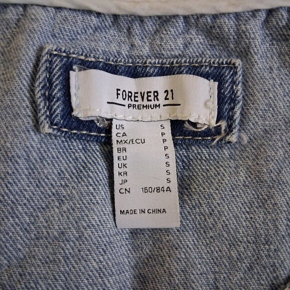 Forever 21 Women's Size Small Light Wash Button Embroidered Western Denim Vest - Picture 4 of 11